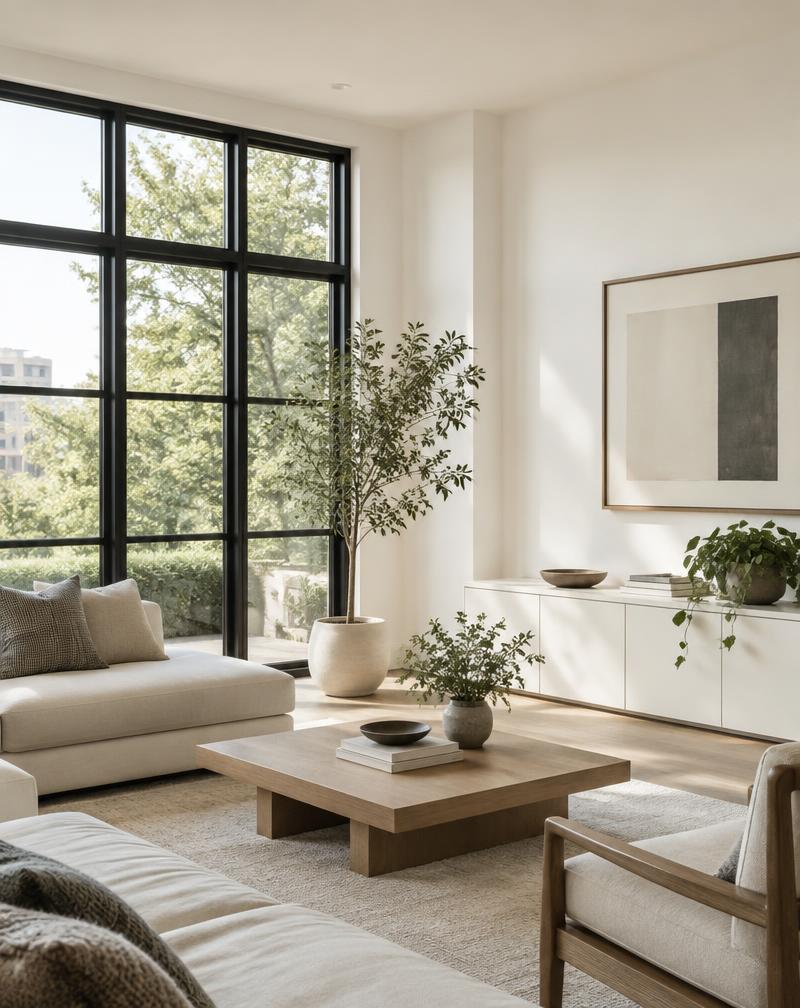 Wohnraum mit großem Fenster